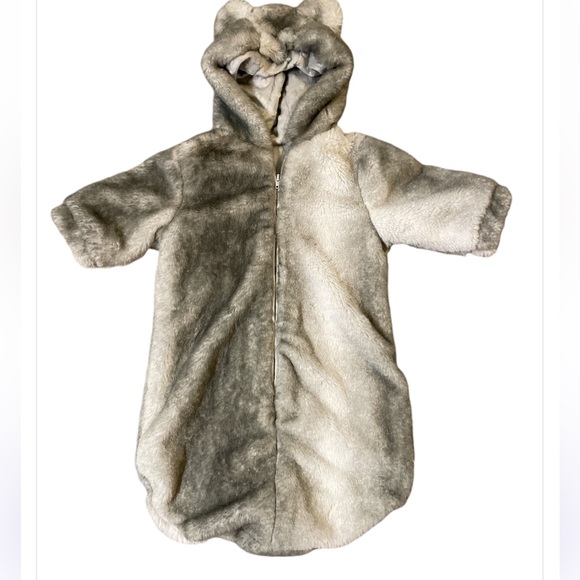 One piece infant snow suit bag  3-6 months super fuzzy warm with ears for baby - Picture 1 of 6